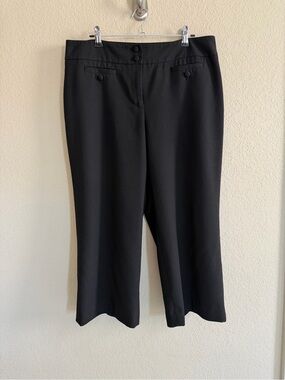 Ann Taylor Black Wide-Leg Trousers with Button Details